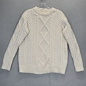Aelfric Eden Women's Ivory Fisherman Cable Knit Sweater, Size  Small